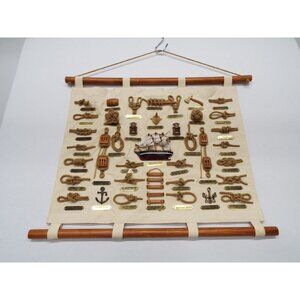 Nautical Ship Sailor Knots Canvas Scroll Wall Hanging 20" x 23"